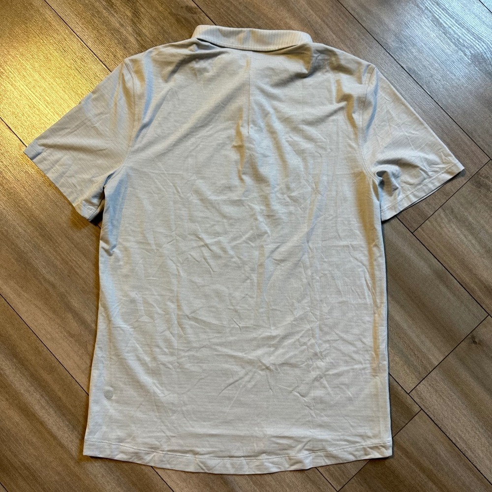 Lululemon Men Short Sleeve Polo Shirt Gray Breathable Athleisure Small Bin L-21